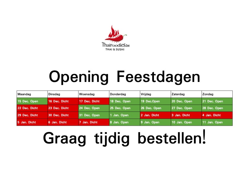 Opening Feestdagen 2025